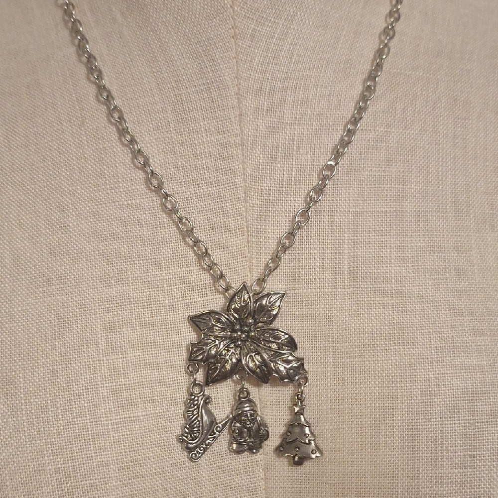 Christmas Silver Charm Necklace
